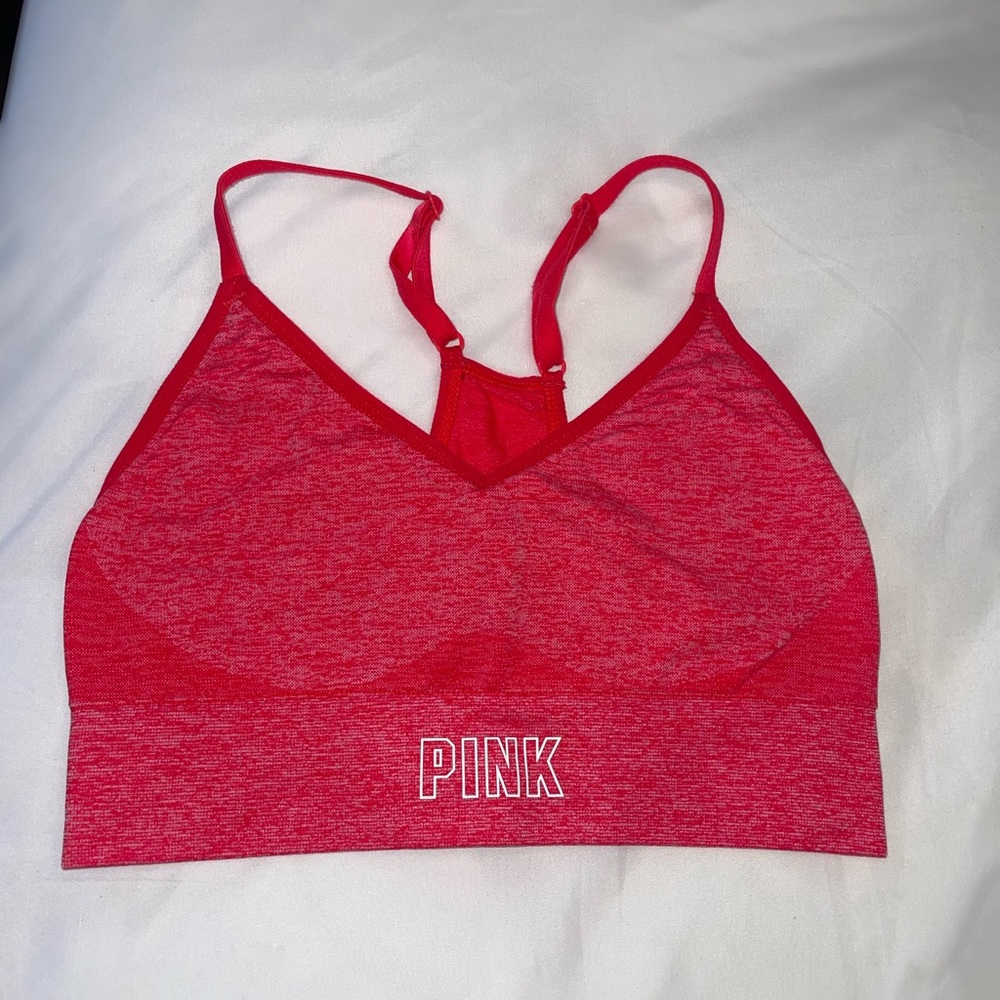 PINK red sports bra
